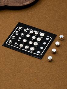 24 Pcs Fashionable Style Rhinestone Magnet Magnetic Earrings For Women's Daily Life - Silver - View 5