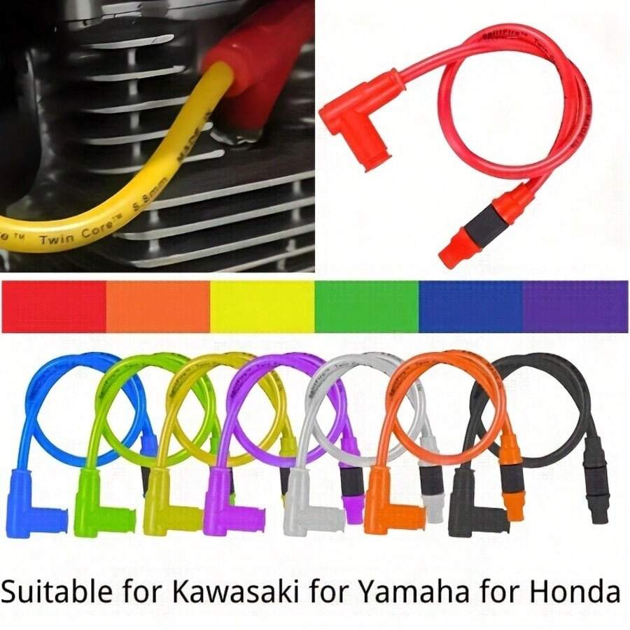 High-Performance Iridium Spark Plug Cables For Motorcycles - Durable, Heat-Resistant Rubber With Metal Clips, Fit For Dirt Bikes, ATVs, Scooters & Mopeds, Motorcycle Accessories, Vibrant Color Options, Heatresistant Rubber