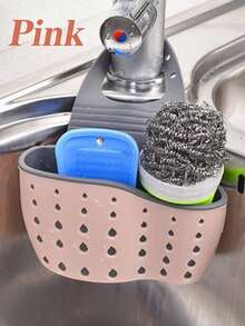 1 件装水槽悬挂式沥水篮，带硅胶储物盒，可调节水槽沥水架 - 厨房储物双层滤水篮、海绵架、厨房水龙头悬挂篮，非常适合存放海绵、肥皂、洗碗布，无需钻孔，节省空间的配件，适用于家庭浴室和餐厅使用，厨房配件，厨房小工具，圣诞装饰 - 彩色 - 查看 10