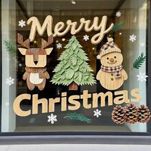 ‌1PC Cartoon Christmas Decoration Stickers - Static Cling Window Decals For Glass Door, Multiple Sizes, Festive Holiday Decorations, Cute Xmas Stickers, DIY Party Decor, Waterproof Removable Stickers, Gift For Kids & Adults Home Decor Christmas Decorations Room Decor Wall Decor Wall Stickers Wall Sticker Christmas Decorations Home - Multicolor - View 5