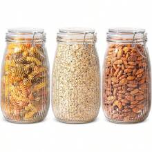 U Chef Juego de 6 Frascos Herméticos de Vidrio, Tarros Redondos de Cristal, Almacenamiento de Alimentos de 17 onzas, Frascos de Vidrio con Tapa con Sello de Preservación Transparente - 51 Onzas - Ver 13