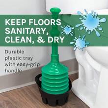 Green Bellows Accordion Toilet Plunger With Black Storage Tray,21020661 - Green - View 5