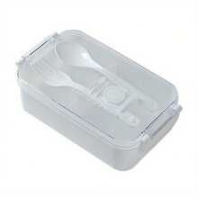 1 set de boîte à lunch carrée de couleur unie avec couvercle transparent, comprenant des ustensiles en plastique réutilisables (fourchette et cuillère), micro-ondable, convient pour les travailleurs de bureau, les étudiants, les bureaux, les écoles, les fêtes, l'extérieur, le camping, les pique-niques, les voyages et les repas légers.