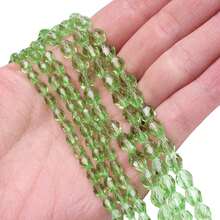 1 String  4/6mm Transparent Crystal Water Drop Beads, Fashionable Beaded Material Bracelet, Mobile Phone Chain And Necklace Accessories - Light Green - View 3