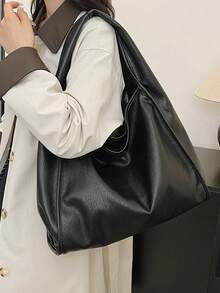 New Fashion Women's Handbag, Minimalist Casual Large Capacity Tote Bag, Soft Leather Shoulder Underarm Bag,