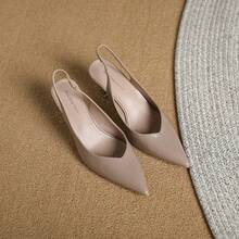 Summer Minimalist Slingback Pumps, Elegant Solid Color Stylish Stiletto High Heels, Comfort Pointed Toe Sandals, 2024 Summer Back To School Footwear, Walking Shoes For Women Office Siren Outfit, Valentine's Day, Gift For Her, Elegant Party Shoes - 酒紅色 - 查看 5