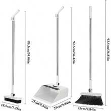 3 In 1 Foldable Broom With Dustpan Combo Set&Floor Brush | Household Cleaning Tool Set, Outdoor Broom, Efficient Cleaning, Flexible Design, Quick Dust Removal, Dorm Room Essentials, Good Helper For Home And Office Cleaning 2025 - 白色 - 查看 2