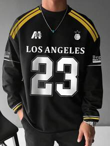 2025 Spring/Summer Fashionable Sporty Street-Style Print Long Sleeve, For Fall - Black - View 1