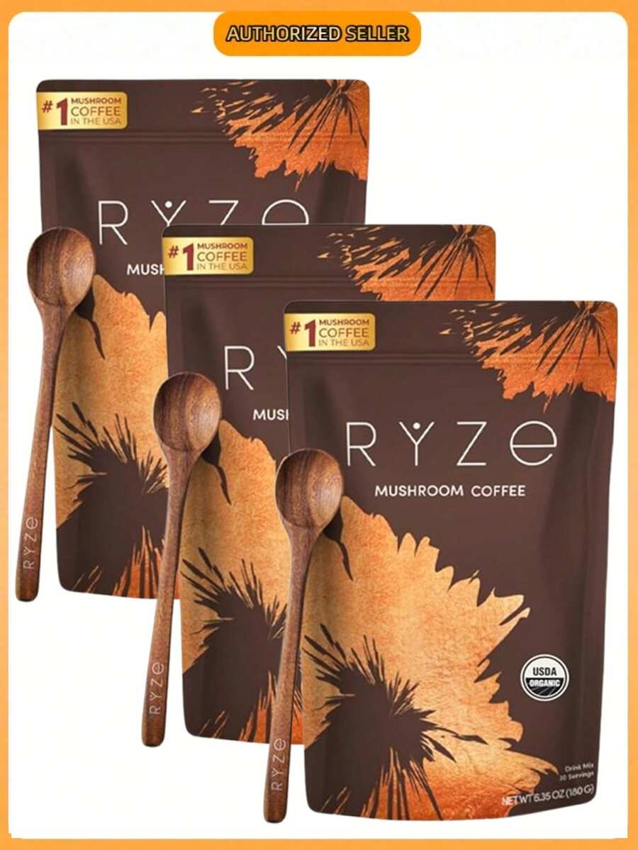 Mushroom Coffee USDA Organic With 6 Adaptogenic Mushrooms And MCT Oil, USA Grown Instant Coffee For Better Energy, Focus, Digestion, Immunity With Lions Mane & Turkey Tail, 30 Servings - Nâu 3 - Xem 1