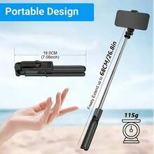 Mobile Phone Selfie Stick With Detachable Wireless Remote Control, 360° Rotation And Retractable Tripod, Handheld Stabilizer Live Broadcast Tripod, Suitable For Smartphones, For Selfies/Video Recording/Photography/Live Broadcast/Video Blogging