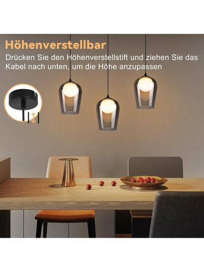 Ch elier Dining Tafel Vintage Glass Flame G9 Verlichting Hang Zwart Height Adjustable Bedroom Living Room (No Source) view 6