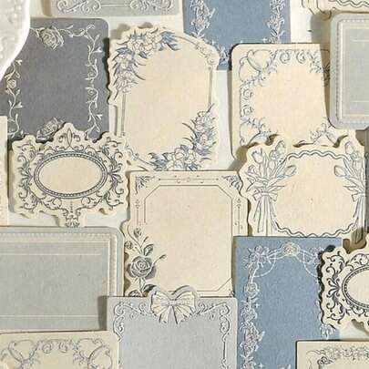 A Box Of 30 Simple And Creative Embossed Sticky Note Material Papers Vintage Scrap Book Journal Supplies, DIY Decoration Collage Handicraft Materials, Festival Gifts, Personalized Scrapbook School Stationery Back To School