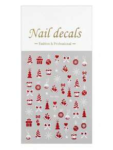 Christmas Series Nail Stickers Flat With Back Glue Cartoon Christmas Snowman Reindeer Nail Stickers Accessories