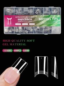 600Pcs Pre-Shaped Extra Short Stiletto False Nails Press On Nails Soak Off Clear Nail Tips With 10 Sizes Half Cover Nail Tips For Acrylic Nail Nail Supplies Nails