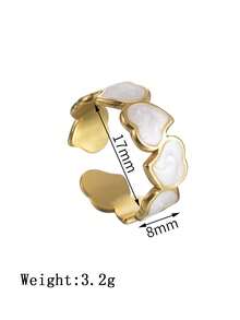 1入組不銹鋼油滴葉形女士環繞式戒指極簡