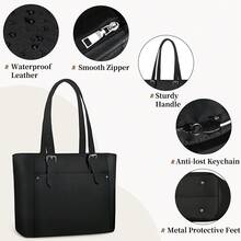 NEWHEY Tote Bags For Women With Zipper PU Leather Work Tote Bags Large Capacity Tote Bag Shoulder Purse Bag For College Work Travel