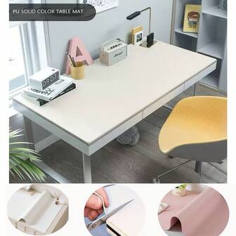 1 pieza Alfombrilla de escritorio moderna y minimalista de cuero PU, resistente al agua y al aceite, adecuada para mesa de comedor, alfombrilla de ratón, tocador, salón de manicura, escritorio de estudiante, encimera de cocina, escritorio para escribir, protector de superficie