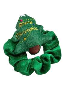 1 pieza Scrunchie con diseño de reno de Navidad, árbol de Navidad, Papá Noel, accesorio de pelo elástico para mujer, adorno lindo, decoración del hogar, decoraciones navideñas, decoración de habitación de invierno