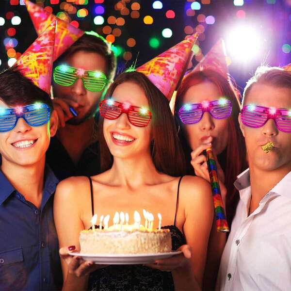 2pcs/5pcs/10pcs/15PC LED Fluorescent Glasses With 5 Neon Light Colors And 3 Flashing Modes Are Perfect For Holiday Parties, Toys, Decorations, Birthday Gifts, Carnivals, Music Festivals, And Creative Gifts For Party Supplies,