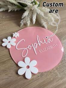1PC Personalised Acrylic Daisy Name Plaque: Nursery Decor, Door Sign, Custom Kids Teen Announcement Sign, Kids Birth Plaque, Personalized Wooden Birth Name Plaque, Hello World Reveal Photo Props - Multicolor - View 4