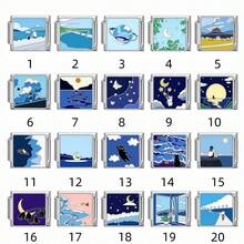 1/5/10/20/30/50pcs Stainless Steel Modular Bracelet Components, Romantic Starry Night Sky Series, DIY Detachable Bracelet Spring Cube