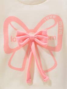 Baby Girl Clothes For Toddlers Fall And Winter Clothes Ruffled Crew Neck Bow Pullovers Sweatshirts Jogging Pantsuit Sets - Apricot - View 4