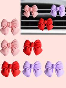 3/4/6pcs Pink Bow Car Interior Cute Car Interior Accessories ,Car Air Conditioning Vent Decorative Clip, Bow Car Air Vent Decorative Clip,Cute Air Freshener Holder For Car AC Vents, Fashionable Car Interior Accessories For Women,Girly Dashboard Decor