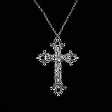 1pc Vintage Minimalist Gothic Baroque Style Exaggerated Personalized Necklace With Cross Pendant, Unisex