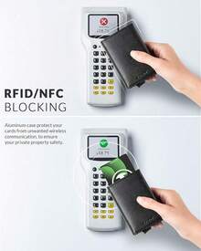 Tarjetero con bolsillo para dinero, billetera emergente, RFID anti-escaneo, estuche delgado de metal para tarjetas bancarias, puede contener 5 tarjetas y billetes - Cruz negra - Ver 11