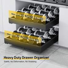 Upgrade Pull Out Cabinet Organizer, Expandable Width (11.4"-18.9") Depth (16.3"-21.7") Pull Out Drawers For Cabinets With 3 Rails, No Drill Adhesive Film Or Nail Slide Out Drawers For Kitchen, Pantry - 黑色 - 查看 5