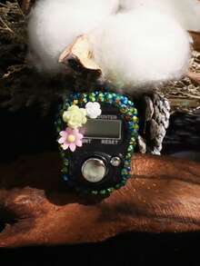 1pc/5pcs/10pcs Spring Willow & Crescent Moon | Chinese Style Enamel X Arabic Pattern With Flower & Rhinestone Counter, Ramadan Prayer Counter - Multicolor - View 7