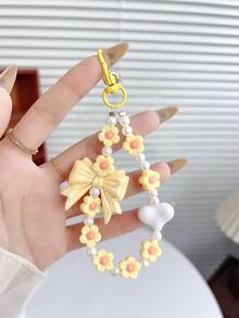 1pc Big Bow Pearl Decor Phone Lanyard, Bag/Camera Charm