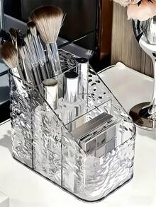 1 pieza Caja de almacenamiento de maquillaje, Soporte para lápiz labial, Organizador de cosméticos para tocador, Organizador de cosméticos, Bandeja expositora de cosméticos, Caja de almacenamiento de cortaúñas, Estantería de almacenamiento de artículos de oficina, Organizador de maquillaje, Soporte de brochas, Caja de maquillaje, Adecuado para dormitorio, baño, sala de estar, dormitorio, almacenamiento de tocador, decoración de otoño, decoración de habitación, decoración de dormitorio, organizador de habitación - transparente - Ver 9