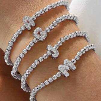 سوار أنيق للنساء مزين بحرف من الزركونيا، سلسلة قابلة للتعديل بالحروف الأبجدية من A إلى Z، هدية مجوهرات فاخرة