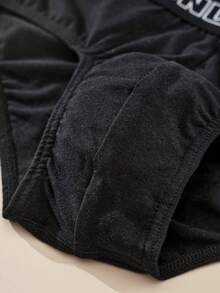 Bộ 5 quần lót lưng thun cotton màu đen in chữ thời trang thoải mái dành cho nam - màu đen - Xem 6