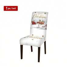 Conjunto de toalha de mesa e capa para cadeira com estampa digital decorativa de 1/4/5/6/35 peças, casa de neve de Natal, rena, Papai Noel, árvore de Natal - Toalha de mesa lavável e à prova de poeira para móveis internos, adequada para decoração de sala de jantar interna, reuniões familiares, presentes, festas de fim de ano