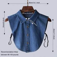 Minimalist Denim Pointed Collar Shirt Styling Detachable Round Collar, Versatile Accessory Suitable For Autumn/Winter Clothing