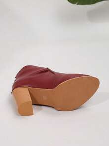 新款女式踝靴、时尚高跟靴、超高跟靴 - 酒紅色 - 查看 9