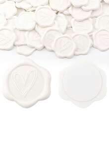 50pcs Heart Shaped Self-Adhesive Wax Seal Stickers For Gifts, Wedding Invitations, Envelopes, Journals, Sewing, Teacher Stamps, Wax Seals, Weddings, Christmas - White - White - View 2