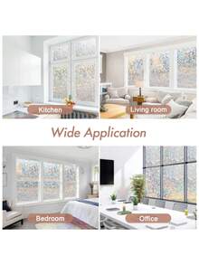 1 Roll Of 3D Stained Glass Window Film,Anti-Prying Eyes One Way Privacy Window Film - 99% Heat Reduction & Total Privacy With, UV Blocking Cover For Home/Office/Hospital - Energy Saving & Shatterproof Window Film