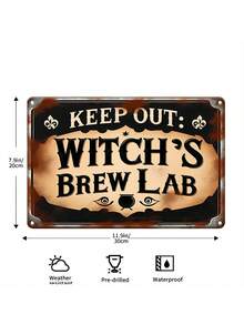 2D Flat 1pc, Vintage, Satire, Tin Sign, "Witch's Brew Lab: Forbidden Potion Signage For Your Haunted Halloween Decorations!"Decor (8*10inch) Perfect For Streets, Yards, Porches, Garages, Homes, Cafes, Bars, Clubs, Shops, Restaurants, Farms, Gardens & Gifting! - 彩色 - 查看 4