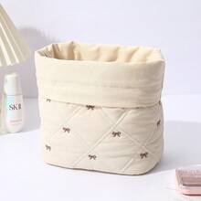 1 قطعة سلة تخزين مبطنة بنمط المربعات الصغيرة، سعة كبيرة مع سحاب، سلة تخزين متعددة الاستخدامات. سلة تخزين لفوضى المكتب، سلة تخزين أحمر الشفاه وفرش المكياج ومستحضرات العناية بالبشرة، ديكور المكتب، صندوق تخزين المكياج، حقيبة صحية، محفظة صغيرة، سلة تخزين سفر كبيرة السعة - متعدد الألوان - مشاهدة 10