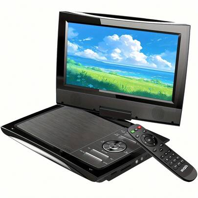 11.5" Portable DVD Player For Car, 9.5" Swivel Brightness Enhanced Screen, With Car ChargerAnd Headrest Mount, Upgraded Remote Control, 5 Hours Battery, Dual Earphone Jack