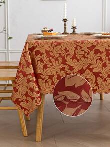 1 قطعة مفرش طاولة أنيق بطبعة زهرية ذهبية من نسيج الجاكار، قابل للعكس بحافة مموجة على شكل فراشة، مصنوع من بوليستر قابل للغسيل، مناسب للمطاعم والأعراس والحفلات والنزهات والولائم والمطابخ والمقاهي والإفطار والبوفيه والأعياد والكريسماس
