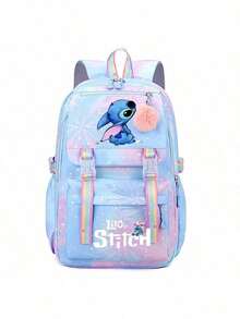Stitch Student School Bag Large Capacity Backpack Rainbow Print Cartoon Outdoor Backpack Large Capacity Makeup Organizer Makeup Case, For Lipstick, Brush, Skincare, Mobile Phone, Coin, Small Items, For Home,Gift,Vacation And Festival Christmas Multifunctional Use