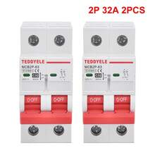 2 pezzi Interruttore automatico solare a 2 poli (2P) con protezione da sovraccarico e cortocircuito, montato su guida DIN, adatto per pannelli solari, sistemi di energia rinnovabile, con varie portate di corrente 6A/16A/20A/32A/40A/50A/63A, design compatto, struttura durevole, per ingegneria elettrica