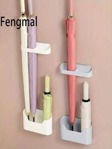 2 Wall Mounted Umbrella Racks - No Drill, Waterproof Stand, Suitable For Long And Folding Umbrellas, Space Saving Entrance Organizer, Suitable For Home/Office, Durable PP Plastic, Black, Umbrella Rack Storage | Fashionable Organizer | Umbrella Rack