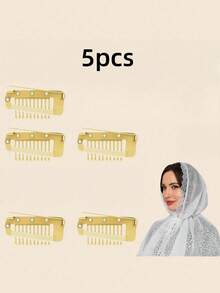5pcs New Hair Clips Set For Wigs, Hats, Veils, Scarves, Fixation Clips, Suitable For Women, Hair Slide, Hair Barrettes - Multicolor - View 8