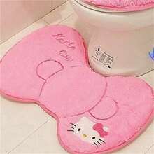 Sanrio Sanrio Hello Kitty 1/3pcs Bathroom Set: Soft & Absorbent Carpet, Contour Mat & Toilet Seat Cover - Cozy Polyester Blend For Comfort & Style