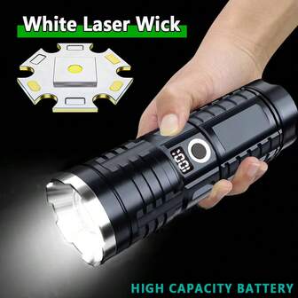 强力 LED 手电筒 超亮数字显示 可扩展变焦 便携式可充电手电筒 应急聚光灯